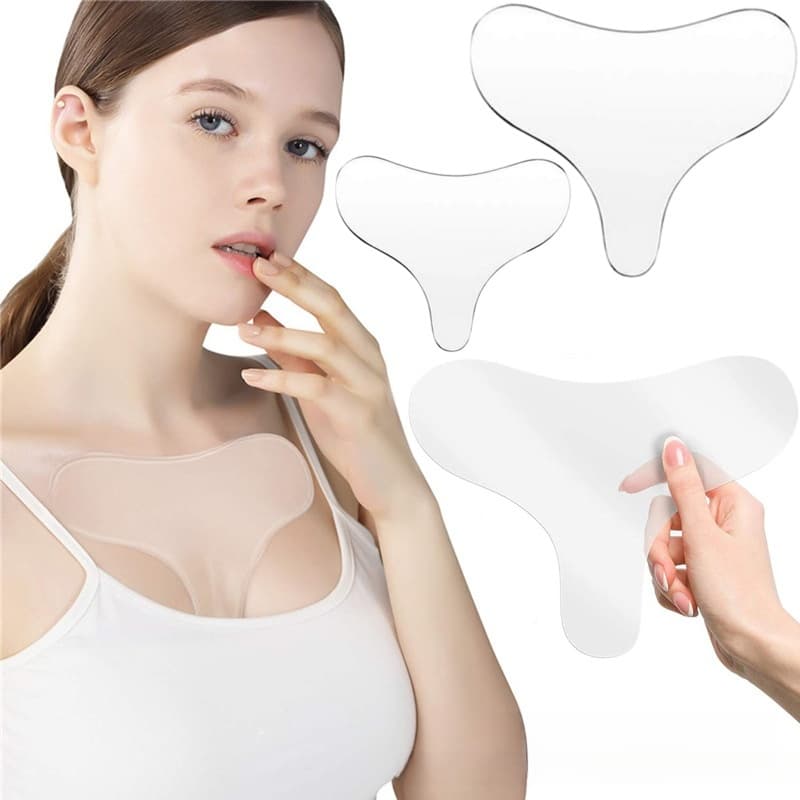 Adesivo de Silicone para Pescoço e Colo – Patch Anti-Rugas Reutilizável Hidratante remover linhas de Remendo Invisível