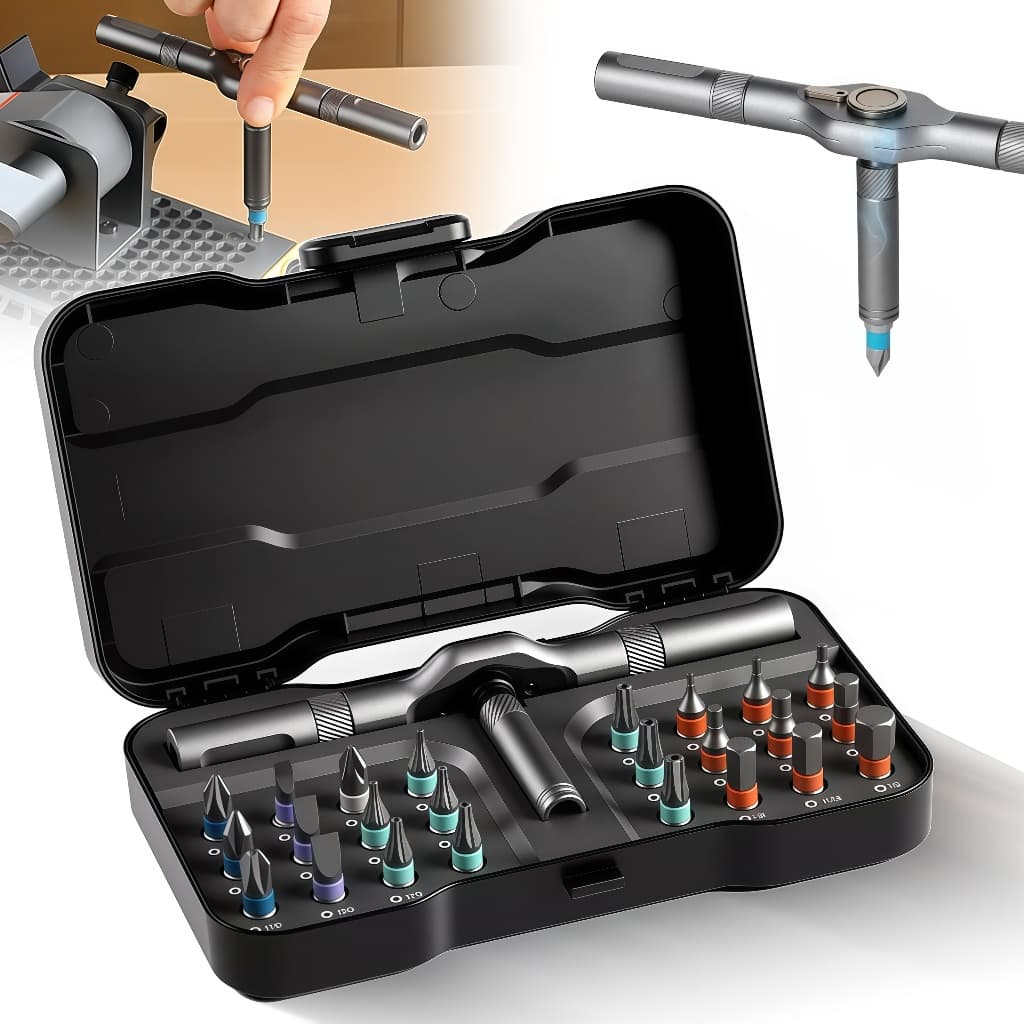 Conjunto Chave de Fenda 24 em 1 Magnética Catraca Reversível Liga Resistente Ferramenta Reparo DIY