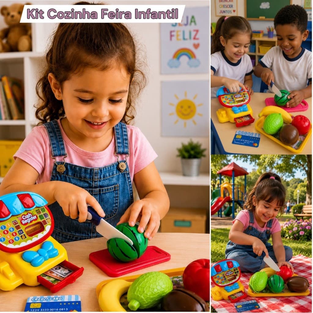 Brinquedo Infantil Frutas e Legumes Estimula Imaginação e Aprendizado com Velcro