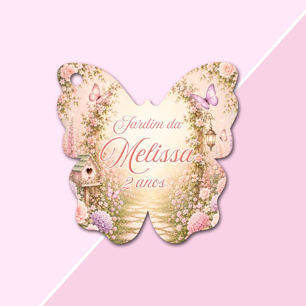 Tags Personalizada Formato Borboleta 4,5cm com nome ideal p/ colocar em Lembrancinhas delicadas, aniversário, chá bebe