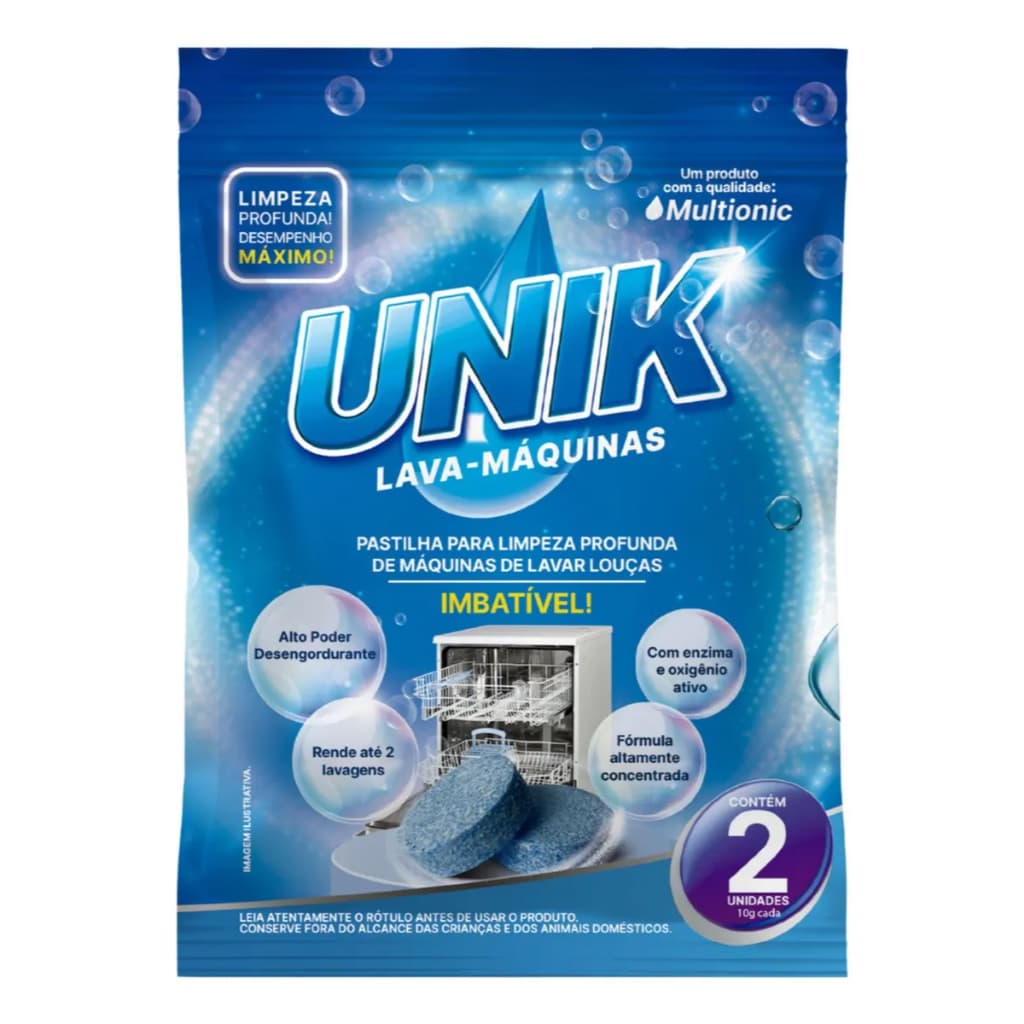 Pastilha Para Limpeza De Máquina Lava Louças Unik C/2un