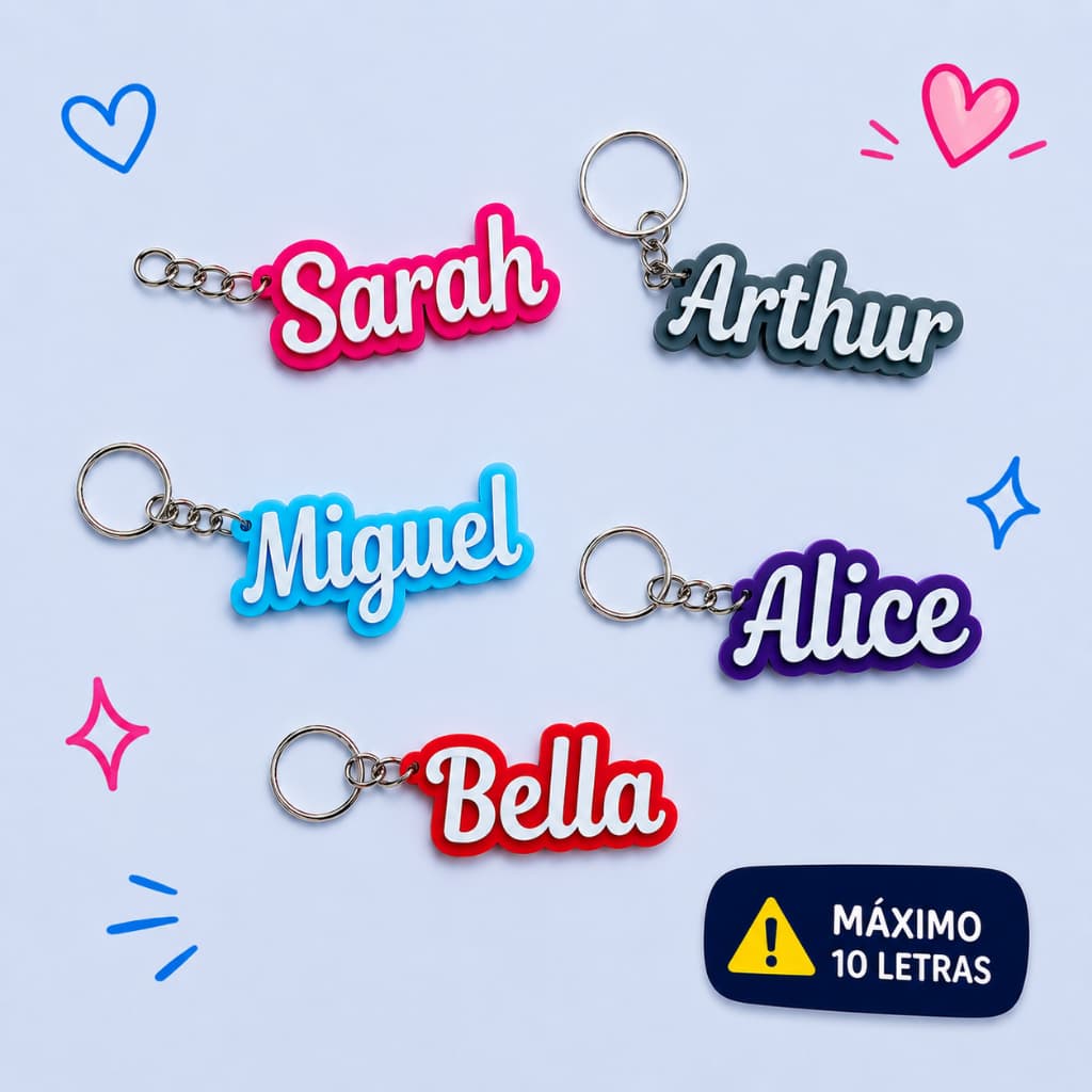 Kit 5 Chaveiros Nome Personalizado  Impressão 3D Presente Criativo