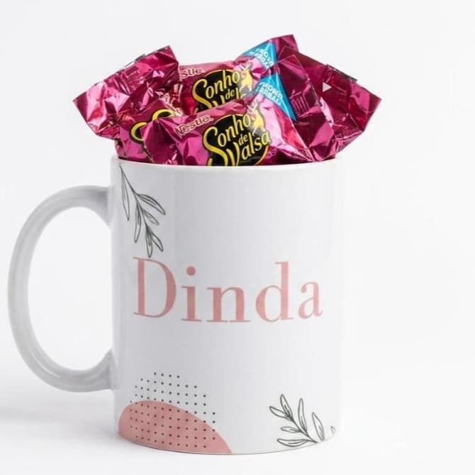 KIT PRESENTE CANECA DINDA PERSONALIZADA