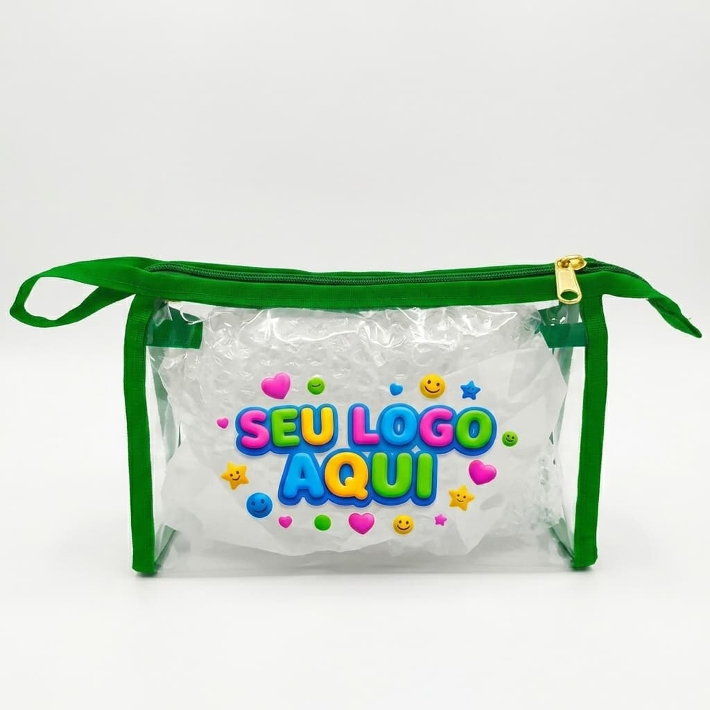 Necessaire Transparente Pvc Personalizada Com Alça 23x13x6 - 10 Un