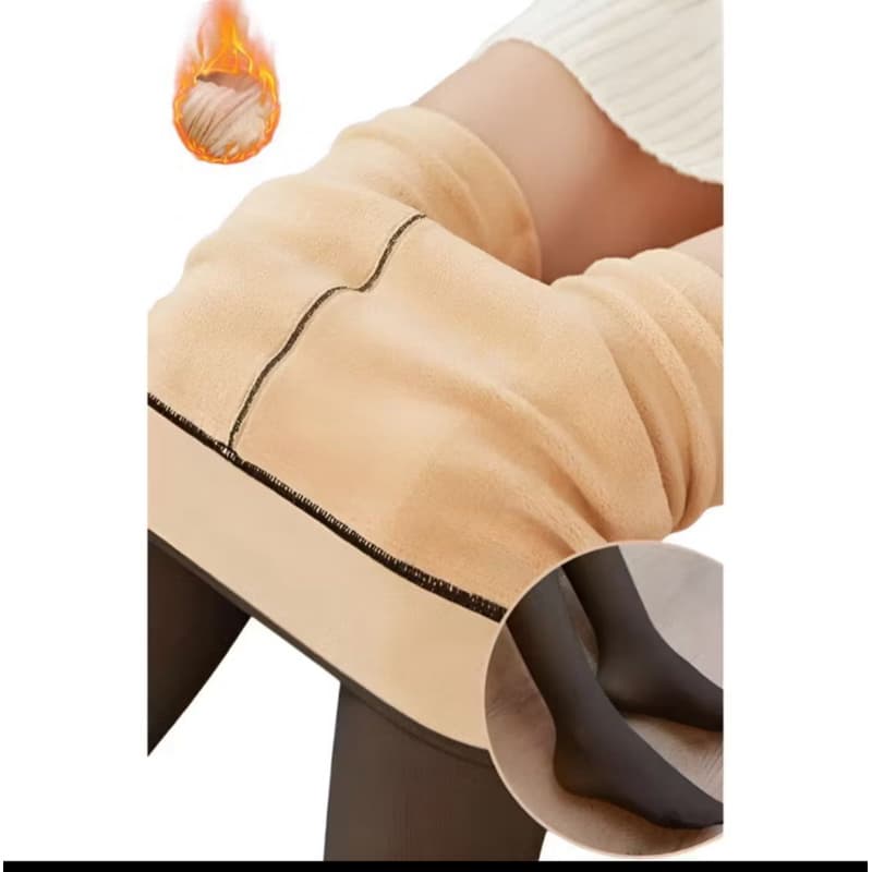 Kit 2 Meia Calça Térmica Peluciada Feminina Efeito Translúcido Inverno Super Quente