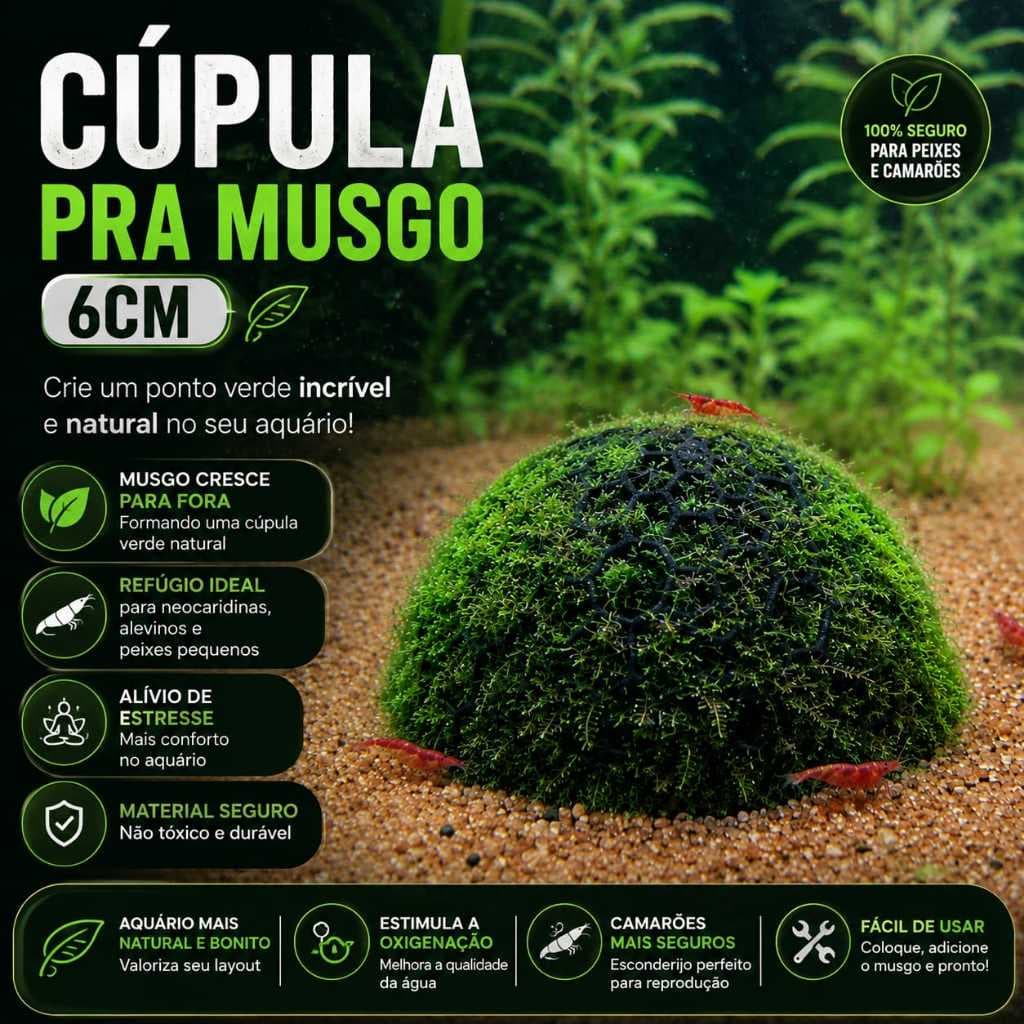 MINI CÚPULA PARA MUSGO EM AQUARIO | ESFERA DE MUSGO | REFUGIO PARA ALEVINOS E NEOCARIDINAS