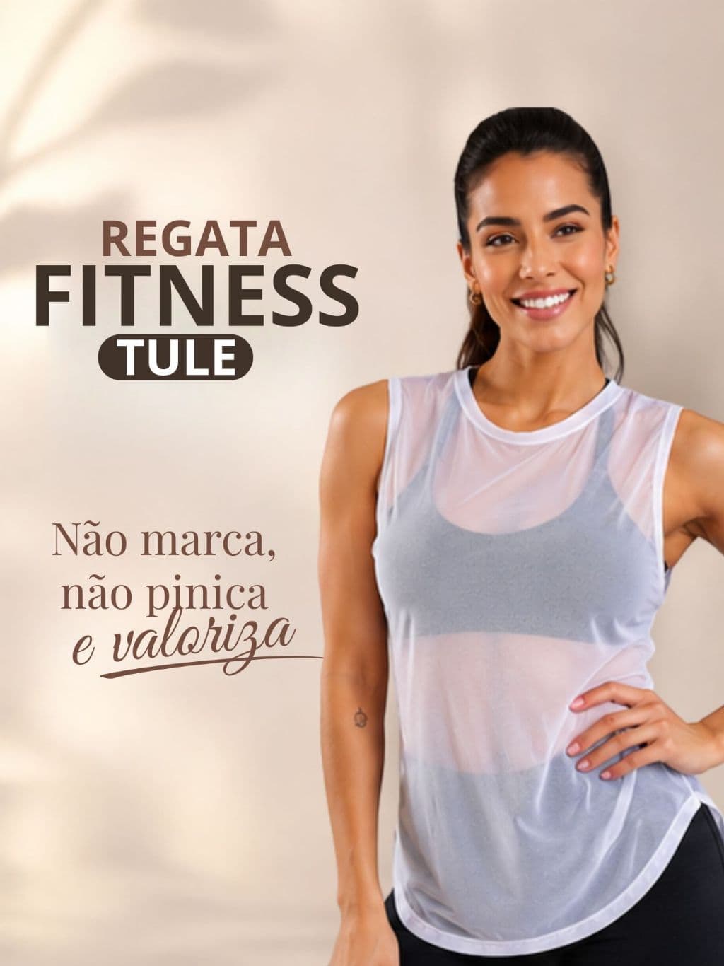 Regata Transparente de Tule Academia Feminina Regatão Blusa Moda Fitness