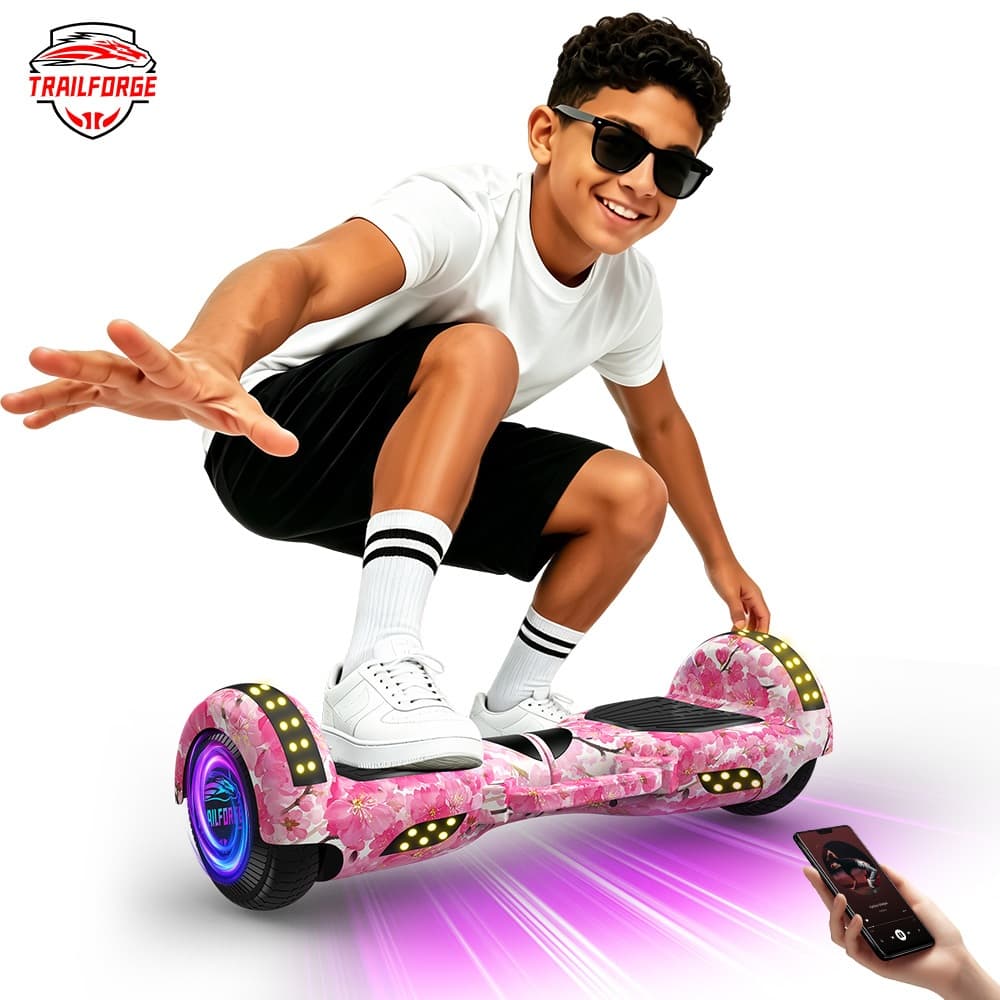 TRAILFORGE Hoverboard 500W 6.5" 15KM/H Infantil Skate Elétrico Led Bluetooth