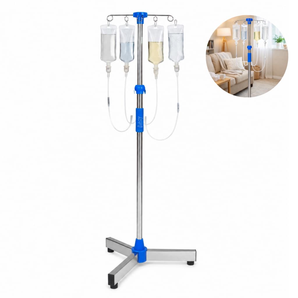 Suporte Para Soro Com Regulagem De Altura Hospital 4 Ganchos