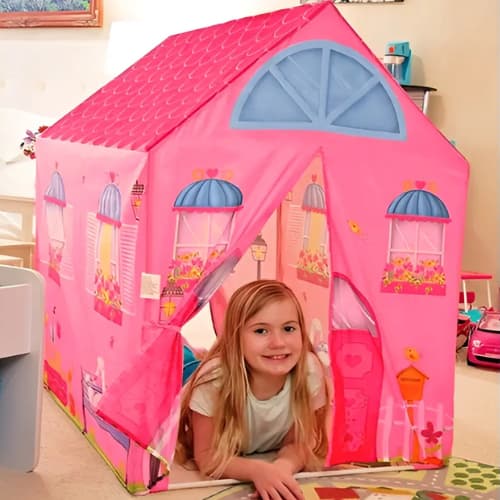 Barraca Infantil DM Toys Rosa - Dobrável, Portátil e Estimula Imaginação
