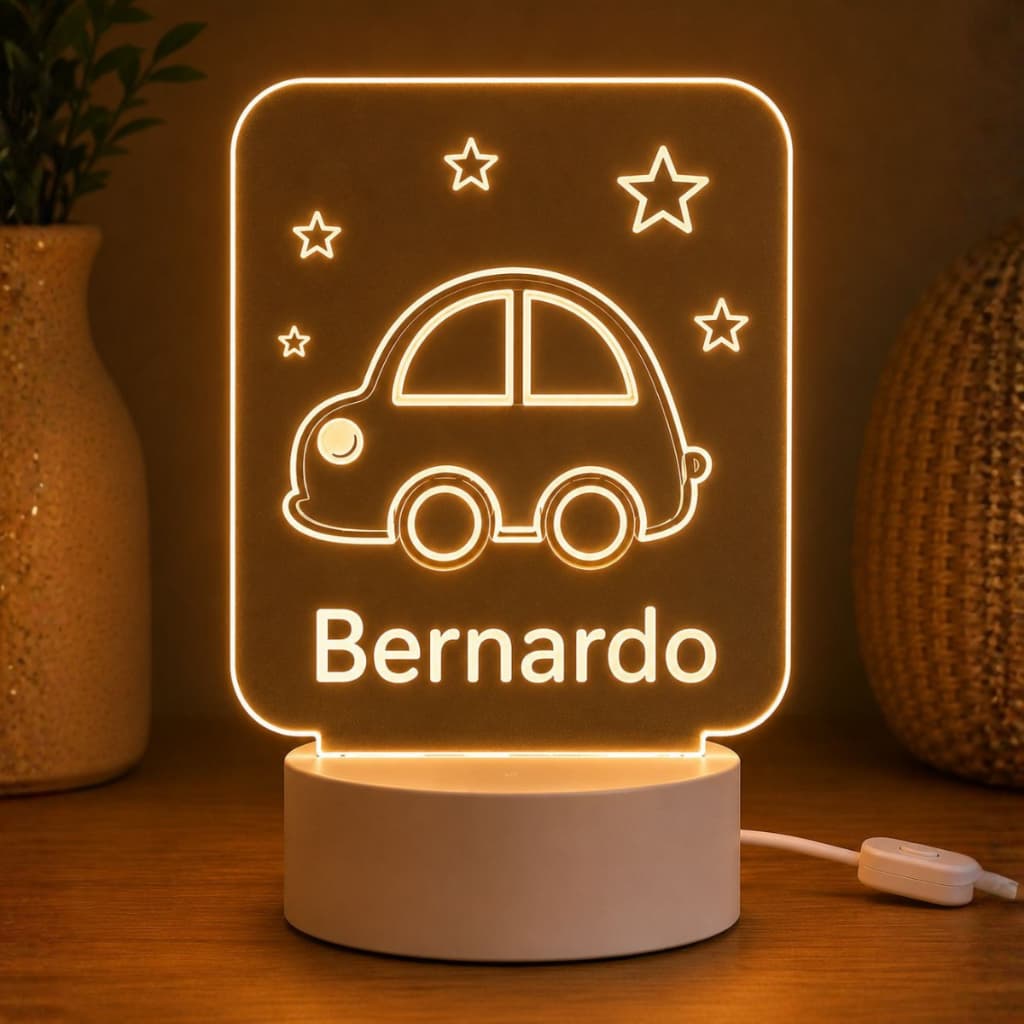 Luminária Personalizada De Mesa Led RGB 3D Carro e Borboleta