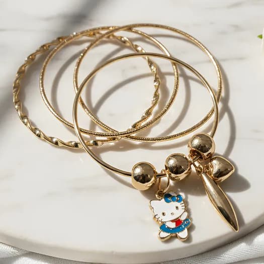 Kit C/ 5 Pulseira Criança Infantil Hello Kitty Bracelete
