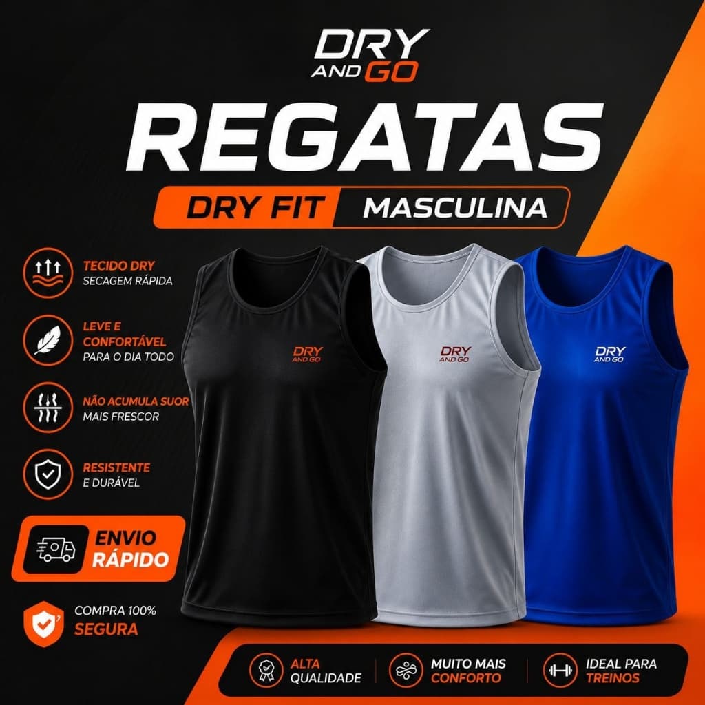 Regata Academia Treino Masculina  Kit com 3 unidades Dry Fit Premium Leve e Confortavél