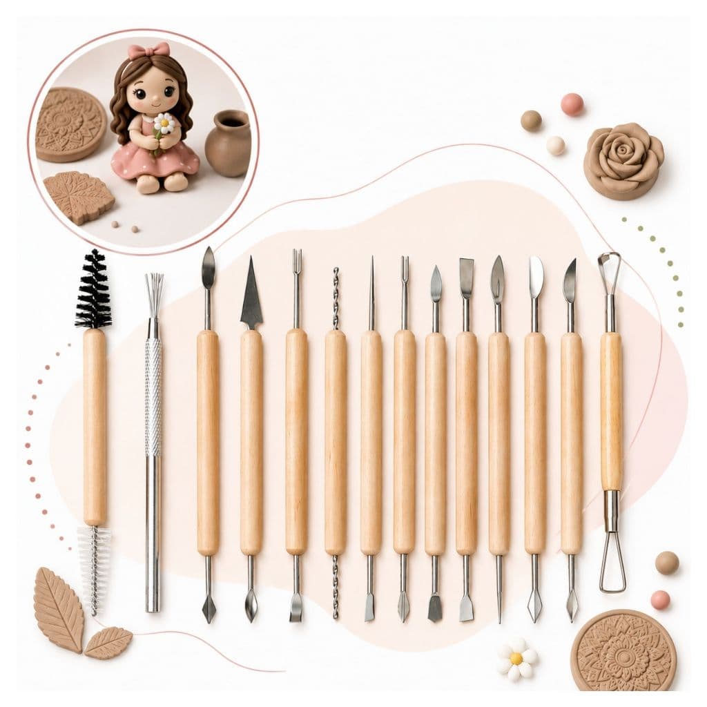 Kit Estecas Para Artesanato Argila Biscuit Massa De Modelar