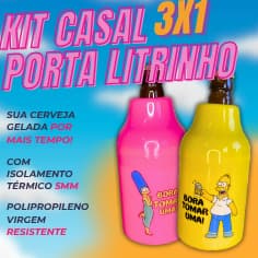 Kit Casal 2 Suporte De Cerveja Litrinho Long Neck 350ml Simpsons