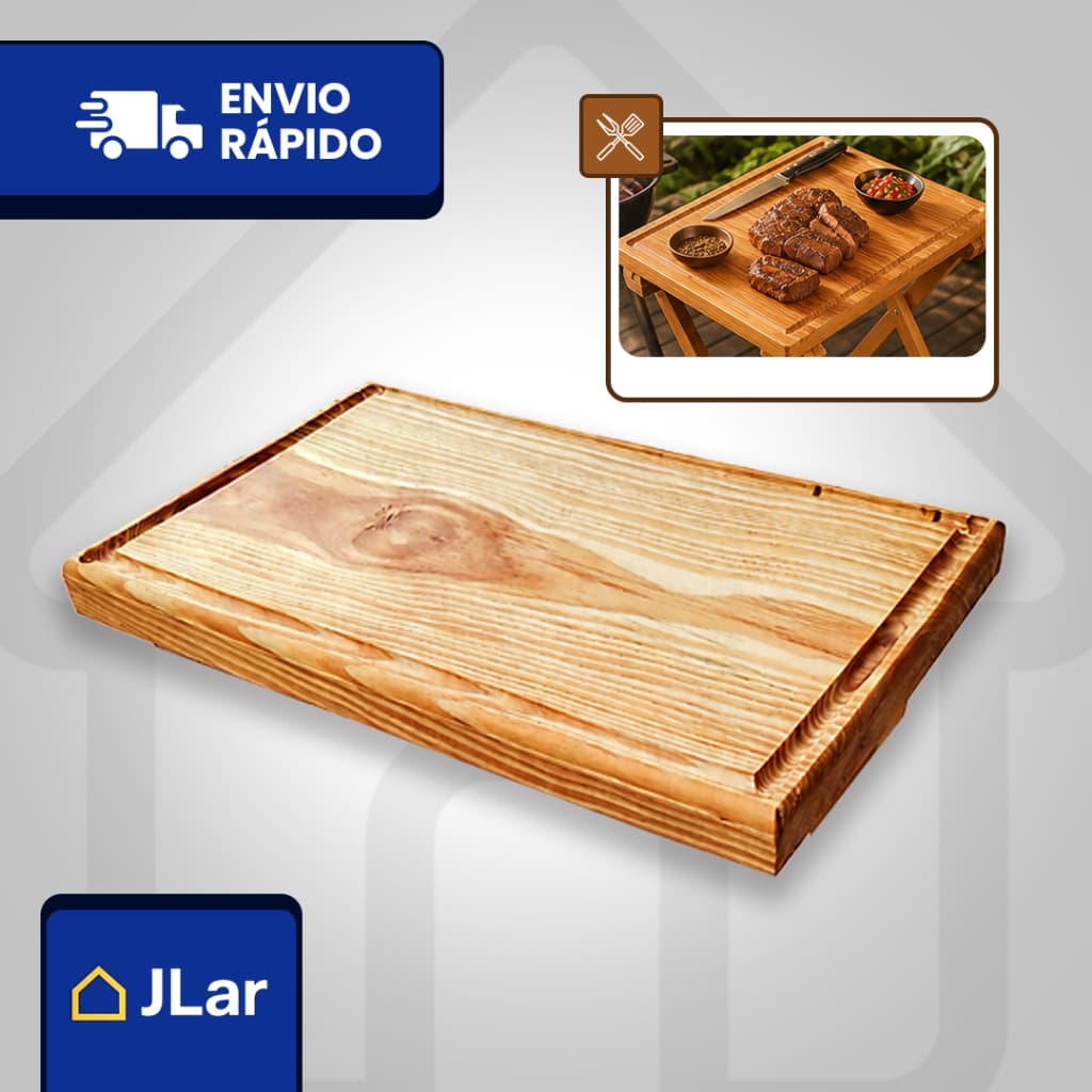 Tábua De Corte Churrasco Profissional P/ Cortar Carne Madeira Rustica Resistente