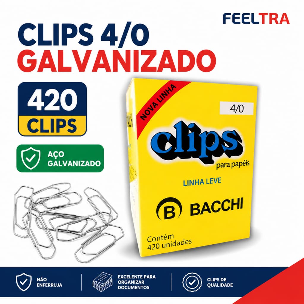 Clipes De Papel Caixas Clips Economico Galvanizados Tamanhos 4/0 caixa 420 Unidades Escritório
