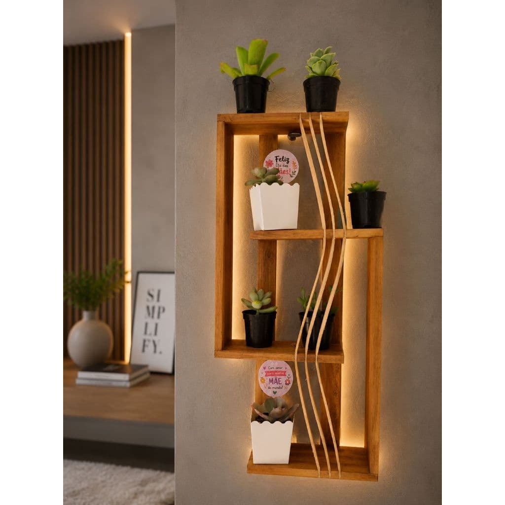 Suporte Prateleira Rústica 4 Andares Para Parede Decoraçâo Artesanal Multiuso Moderna Estilo e Elegância em Um Só Lugar