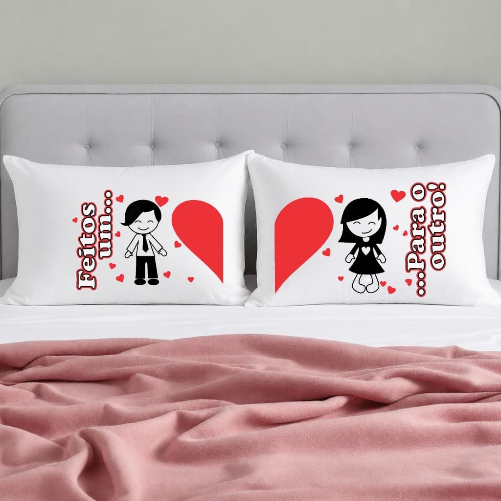 Conjunto de fronhas personalizadas para o casal - Capas de travesseiro brancas para Cama Posta