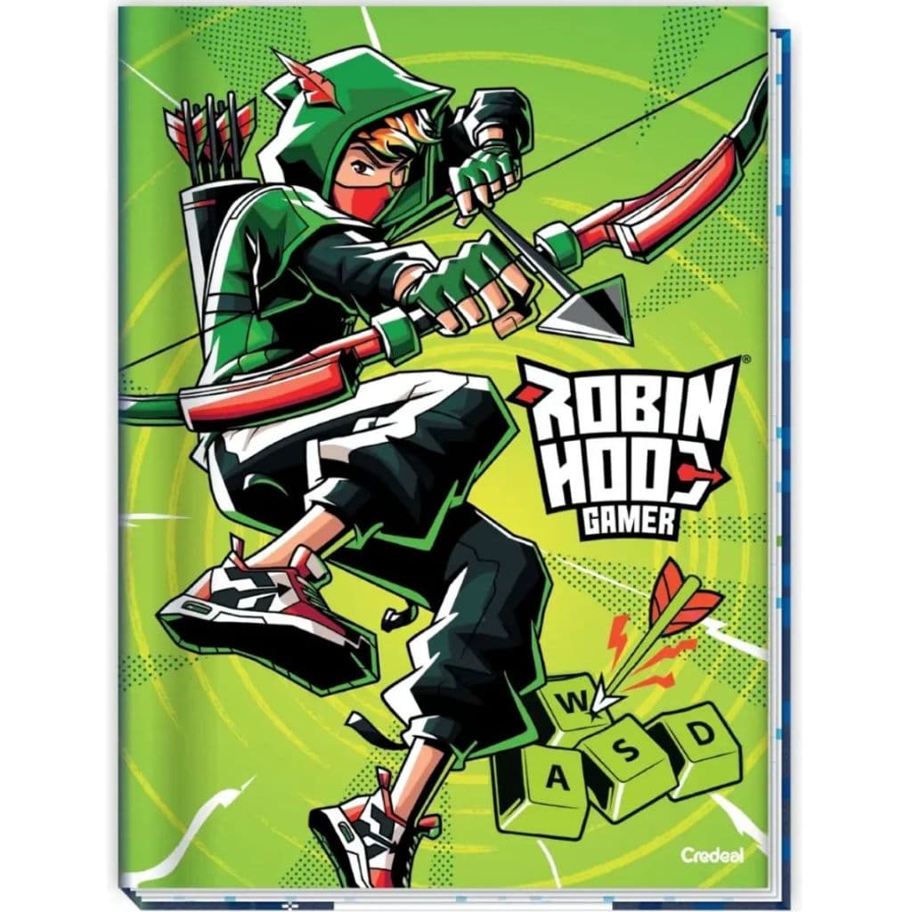 Caderno Gamer Robin Hood Universitário 80 Folhas Capa Dura Estilo Geek para Escola e Estudos
