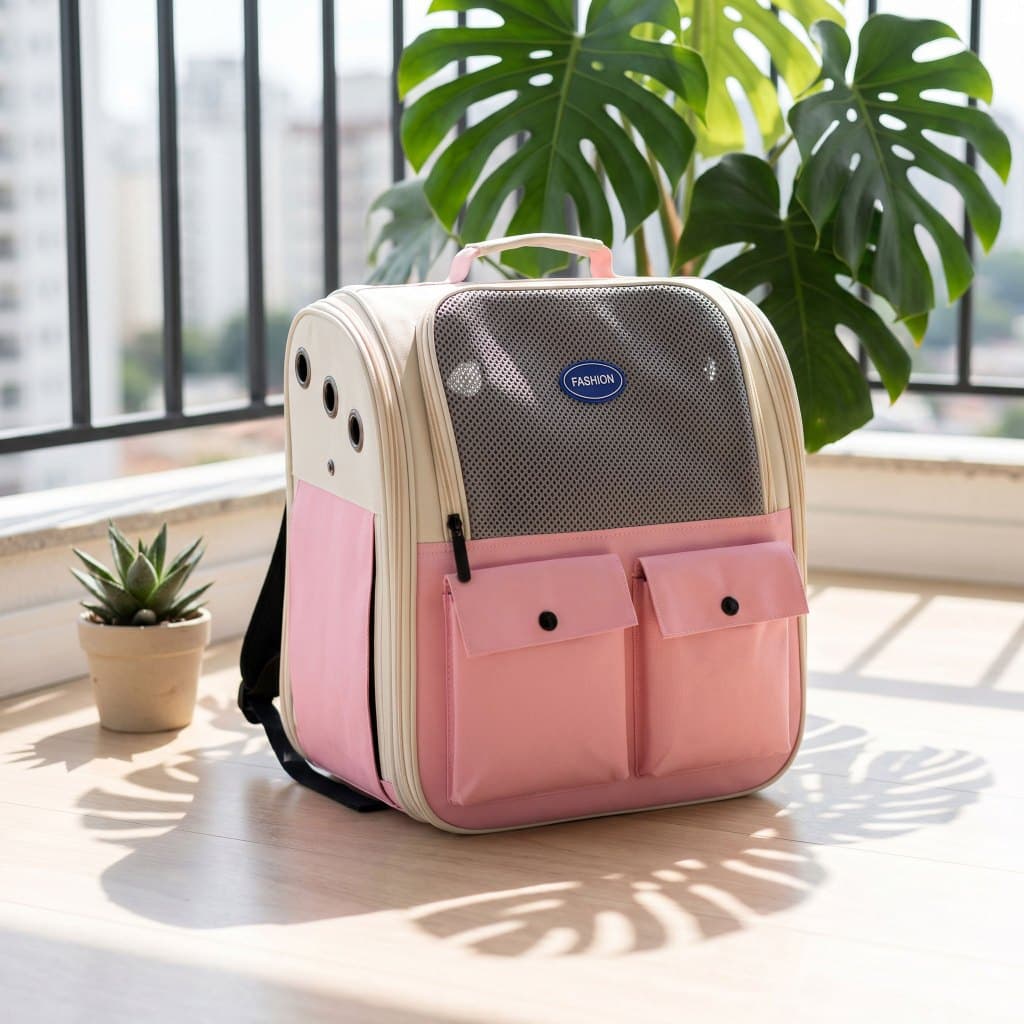 Mochila com Janela de Tela para Gatos e Cães, Alças S Acolchoadas, Vários Bolsos, Respirável
