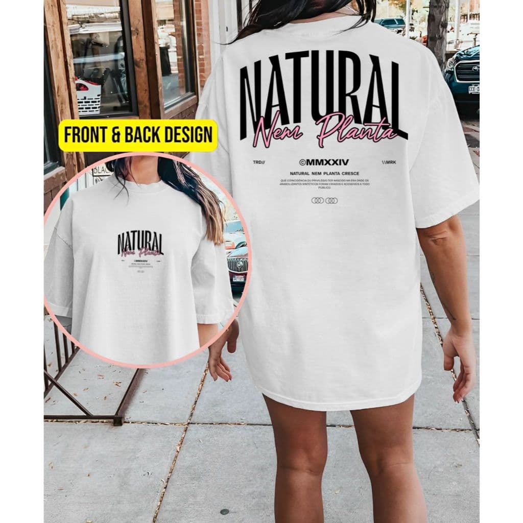 Camiseta Tshirt Oversized 100%Algodão  Feminina Gym Treino Academia Fitness Musculação Natural Nem