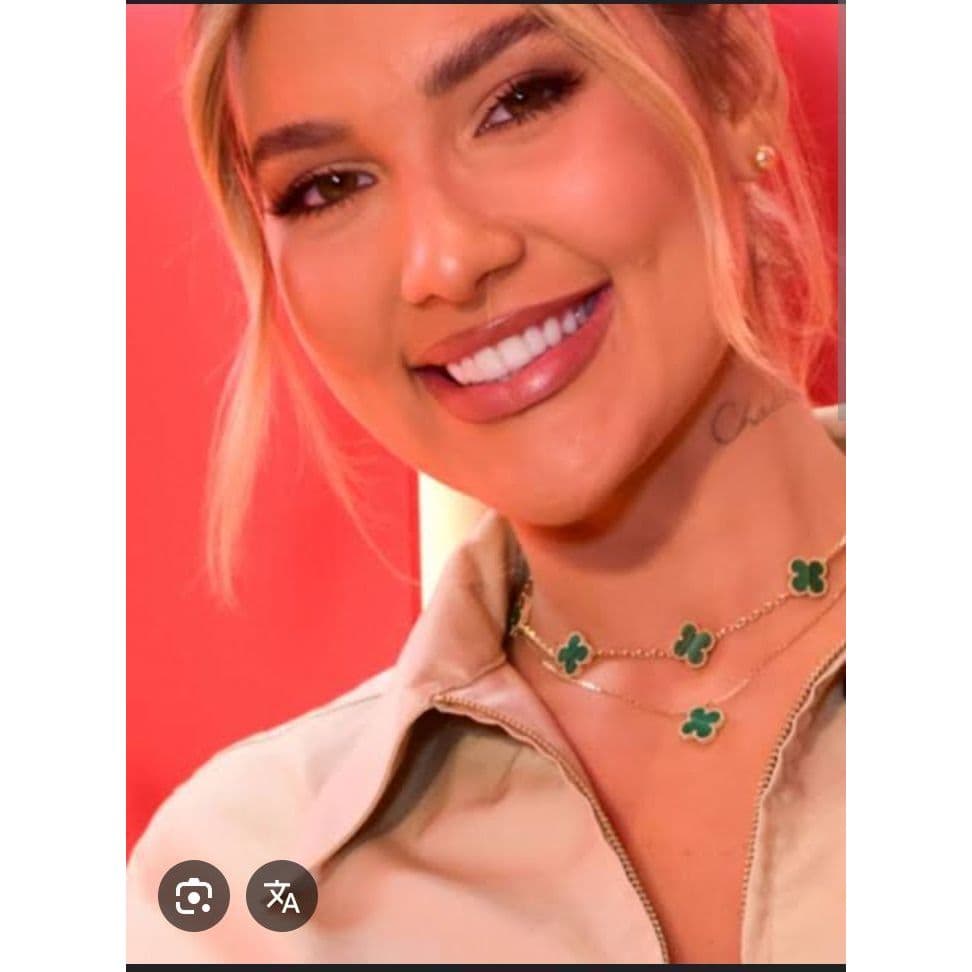 Colar Dourado 5 Trevos Verde Banhado a Ouro 24k