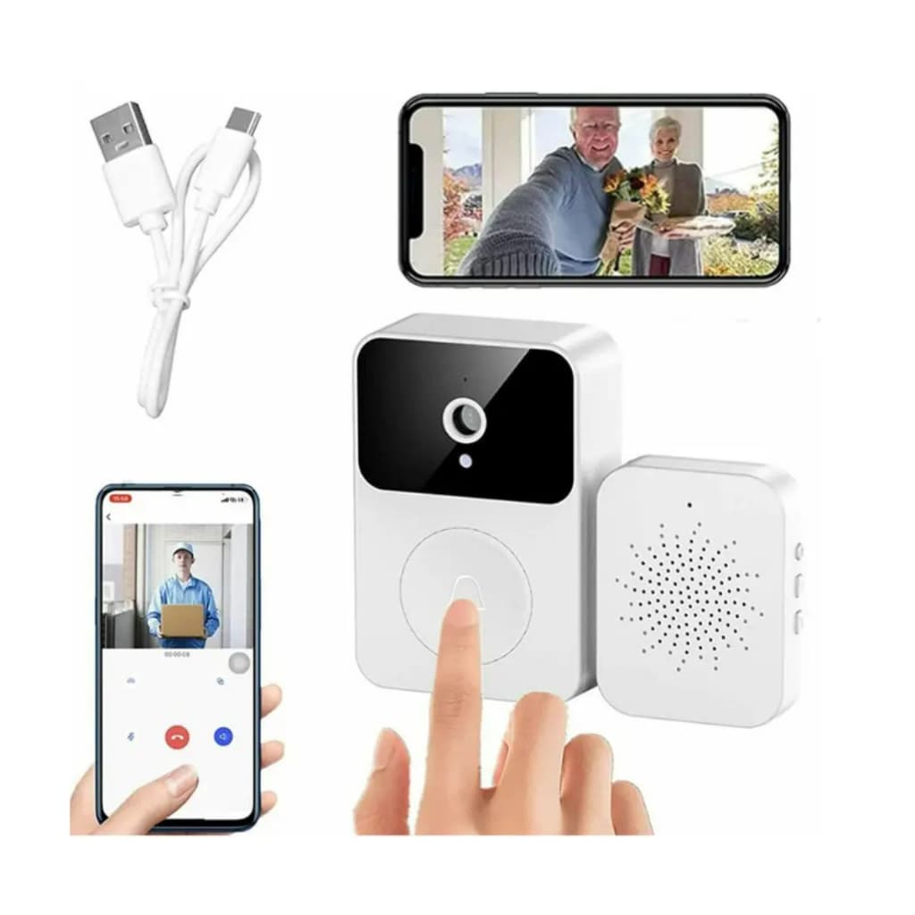 Campainha Sem Fio Wi-Fi com Câmera Vídeo Branco
