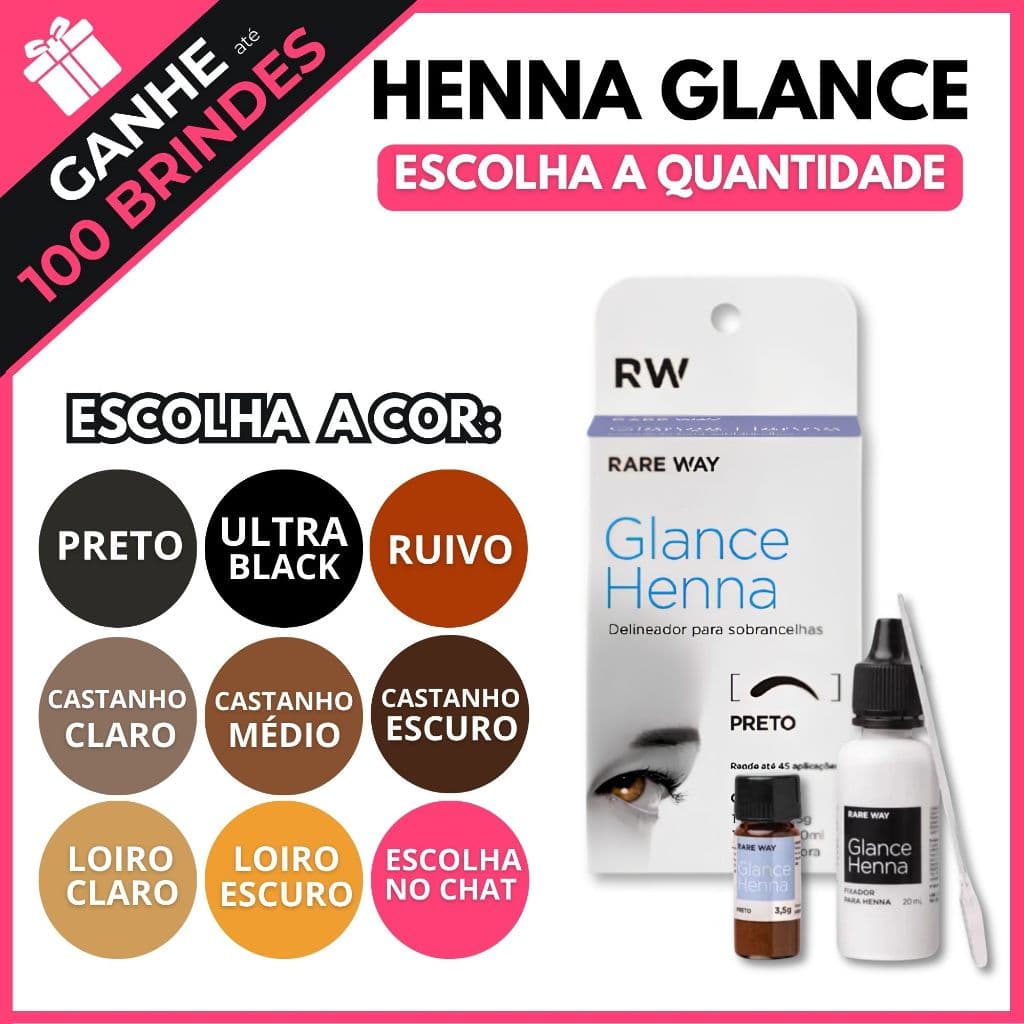 Henna Glance Para Sobrancelha Henna Profissional Para Sobrancelha Castanho Médio Claro Ruivo