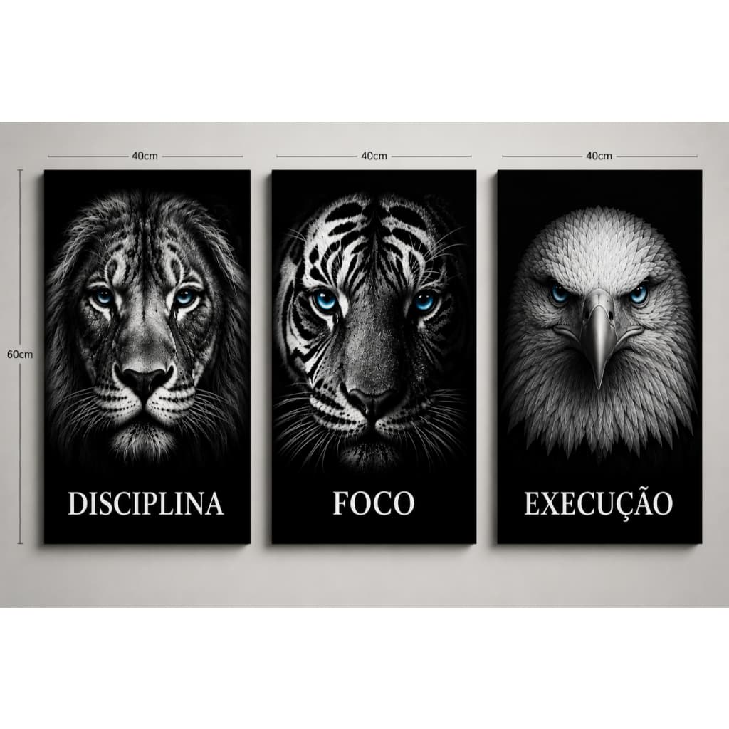 Quadros Decorativos Mdf Águia Tigre Leão Foco Motivação Escritório Moderno