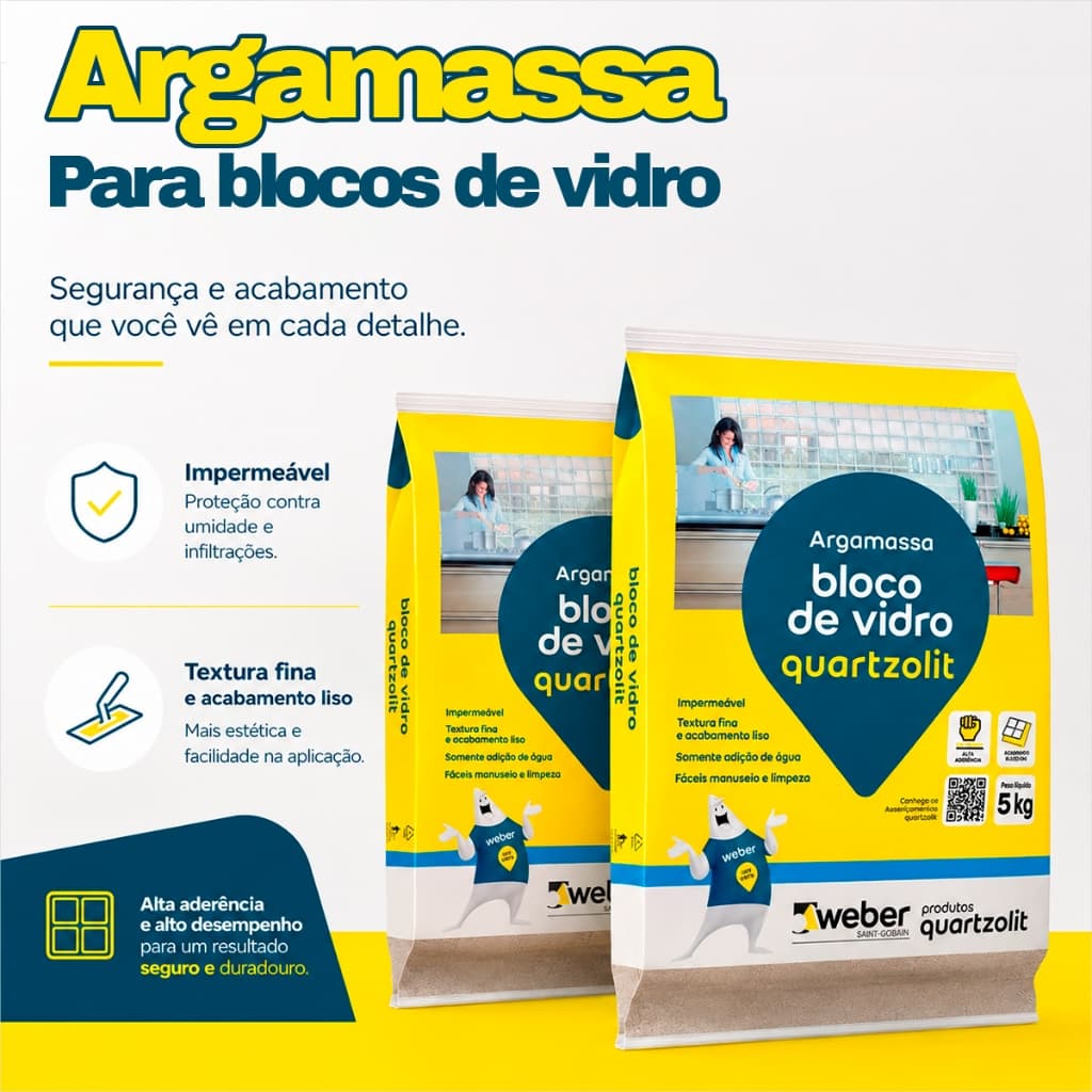 Argamassa Blocos De Vidro Argamassa Quartzolit 5kg Kit Argamassa Impermeável Argamassa Branca
