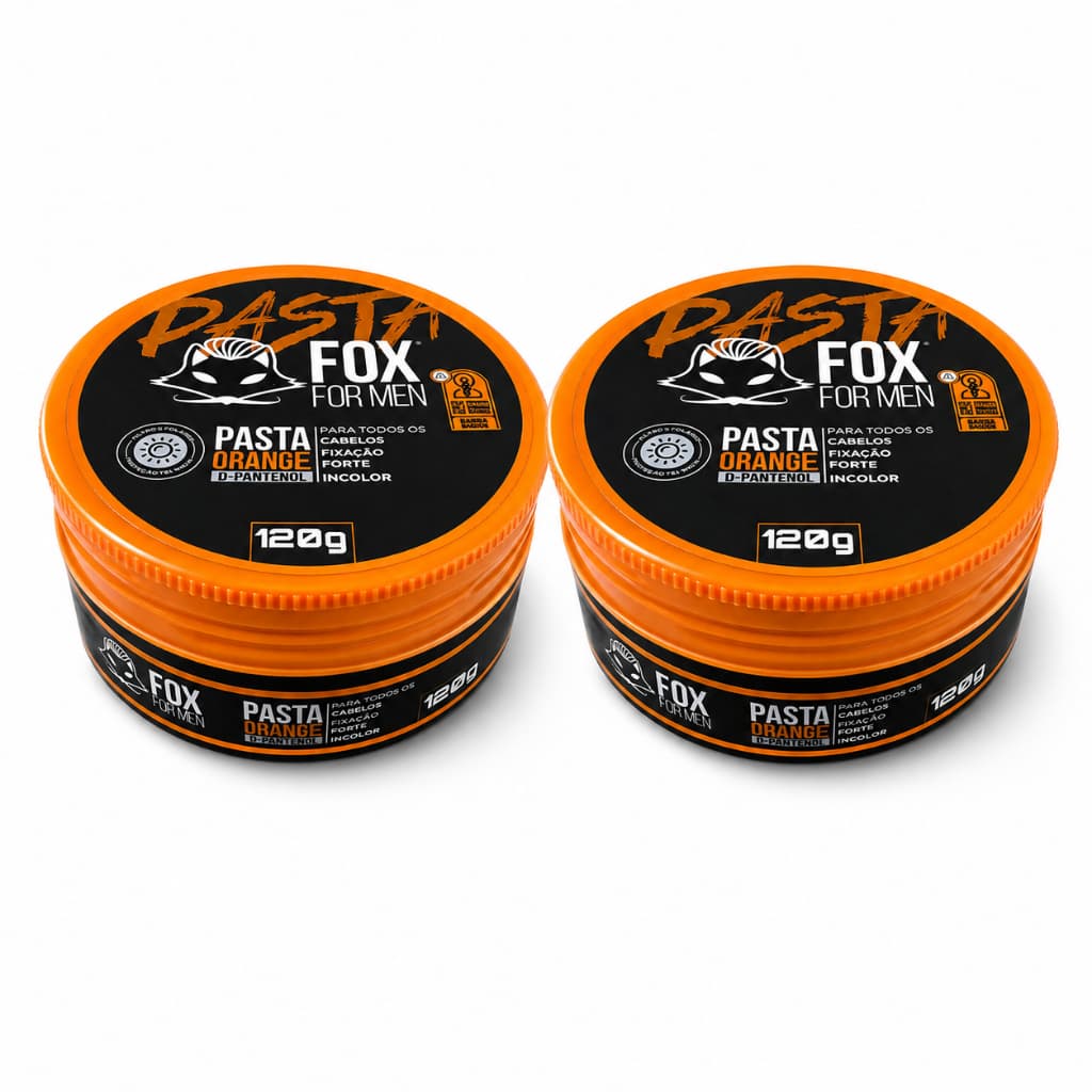 Kit 2 Pastas Modeladora Cabelo 120g Orange Fox For Men Base Aquosa Fixação Média Sem Resíduo