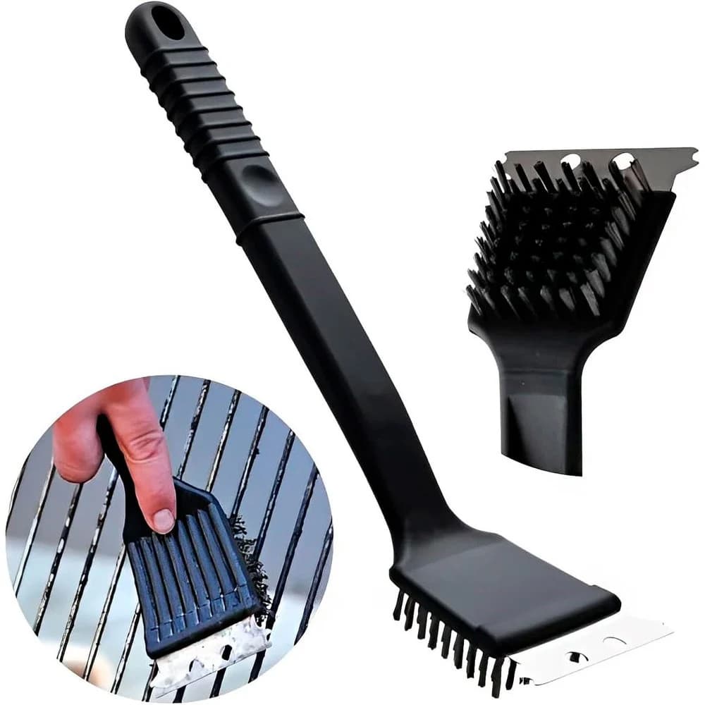 Escova de Aço para Churrasqueira com Raspador - Limpa Grelha Inox 30cm