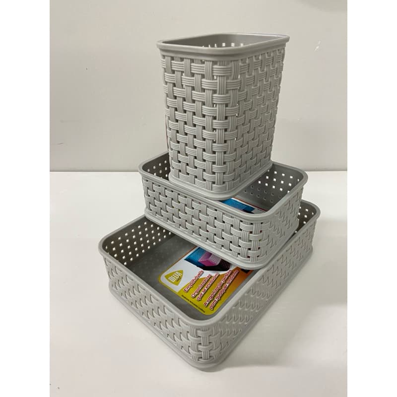Kit Organizadores Multiuso em Plástico Resistente 3 tamanhos