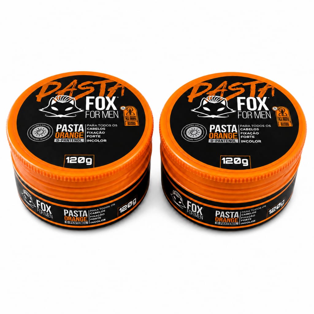 Kit 2 Pastas Modeladoras Orange 120g Fox For Men Com D-Pantenol Para Penteado Natural Sem Rigidez
