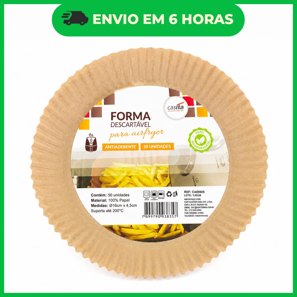 Kit 100 forma de airfryer descartavel antiaderente de papel - Quadrado e redondo