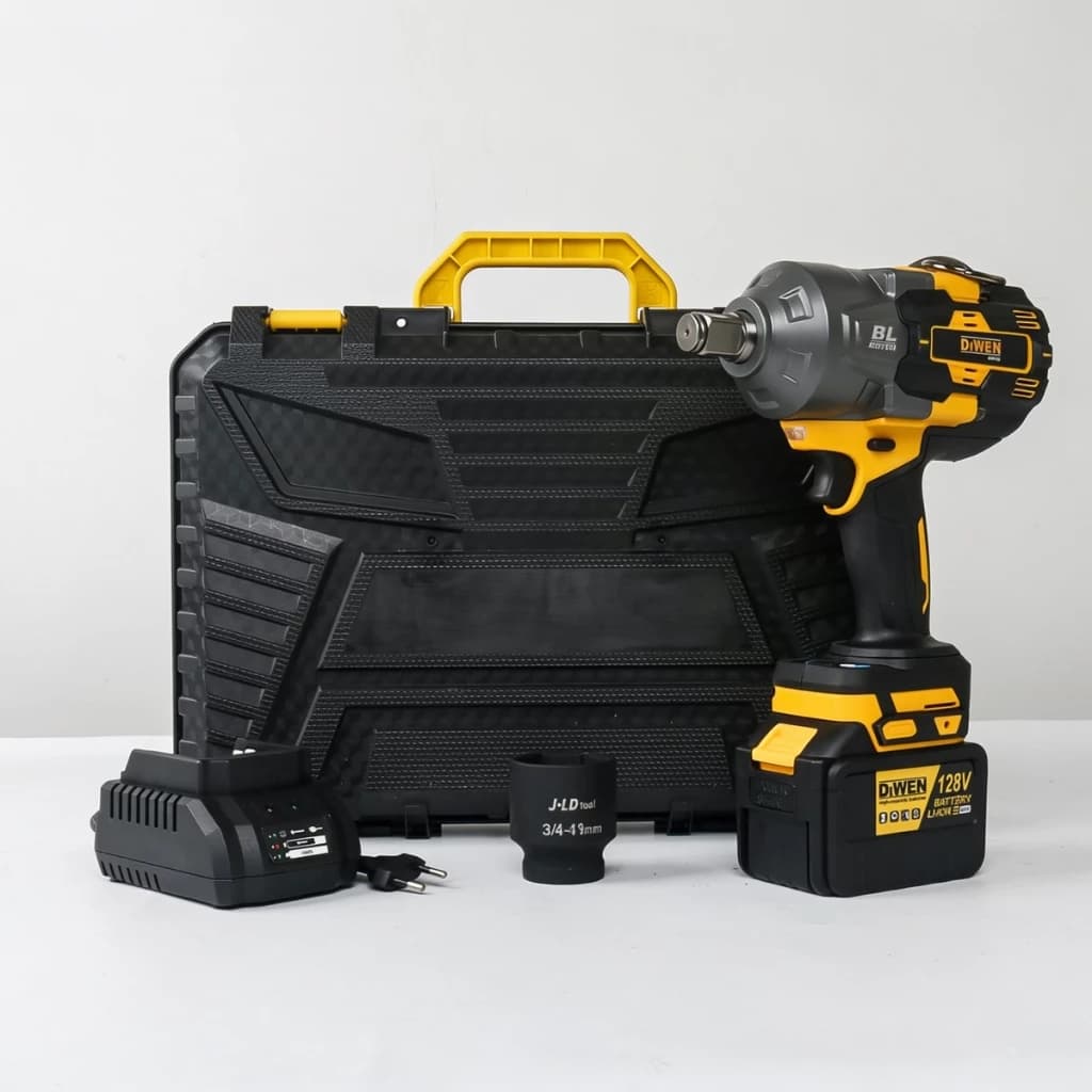 2100NM Chave de Impacto Sem Escova 128V 3/4in Pol Maleta e 1 Bateriar Utilizado para remover pneus