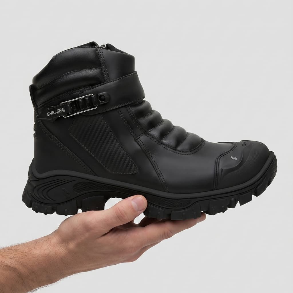 Bota Motociclista Speed em Couro Zíper Lateral Conforto Gel Speed Agilidade e Uso Urbano Diário