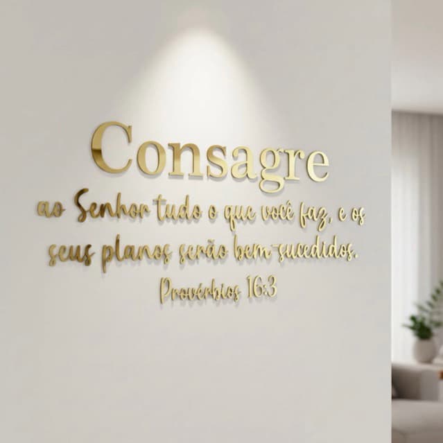 Frase Letreiro Decorativo Para Parede Em Acrílico Versículos Bíblicos Provérbios 16:3 Consagre Ao Senhor