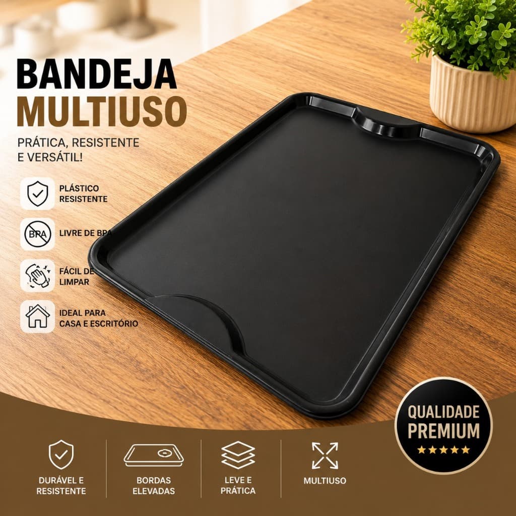 Kit Jogo 5 Bandejas Plasticas Refeitório Fast Food Cozinha Cafe Plastica 48 x 33 cm loop