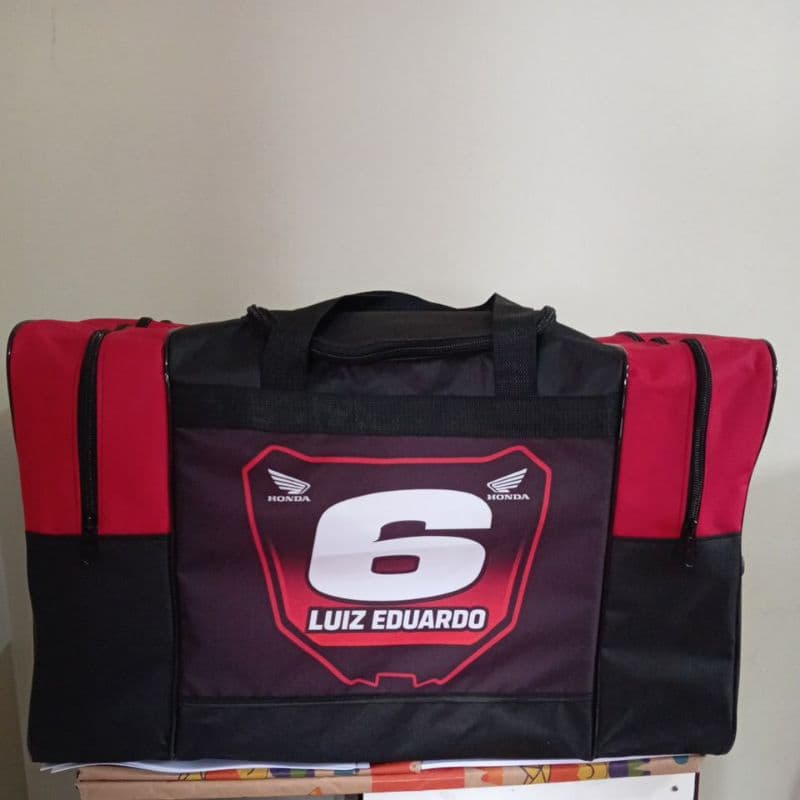 bolsa equipamentos motocross com nome do piloto, manda logo o seu nome e número
