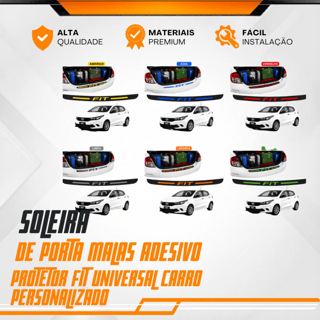 Soleira de Porta Malas Adesivo Protetor Fit Universal Carro personalizado