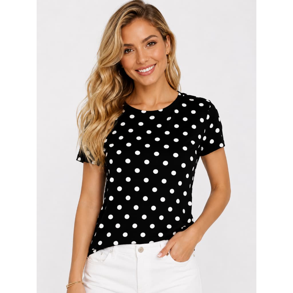 K0923 -  T-shirt Poa Estampa De Bolinhas