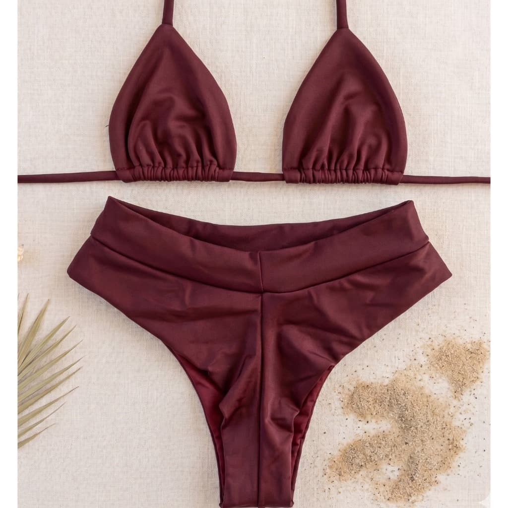 Biquíni Feminino Cortininha com Calcinha Cós Alto Empina Bumbum Moda Praia Premium