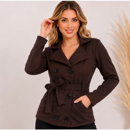 Casaco moletom de Botões Feminino Subretudo Quentinho de Frio Inverno Oferta