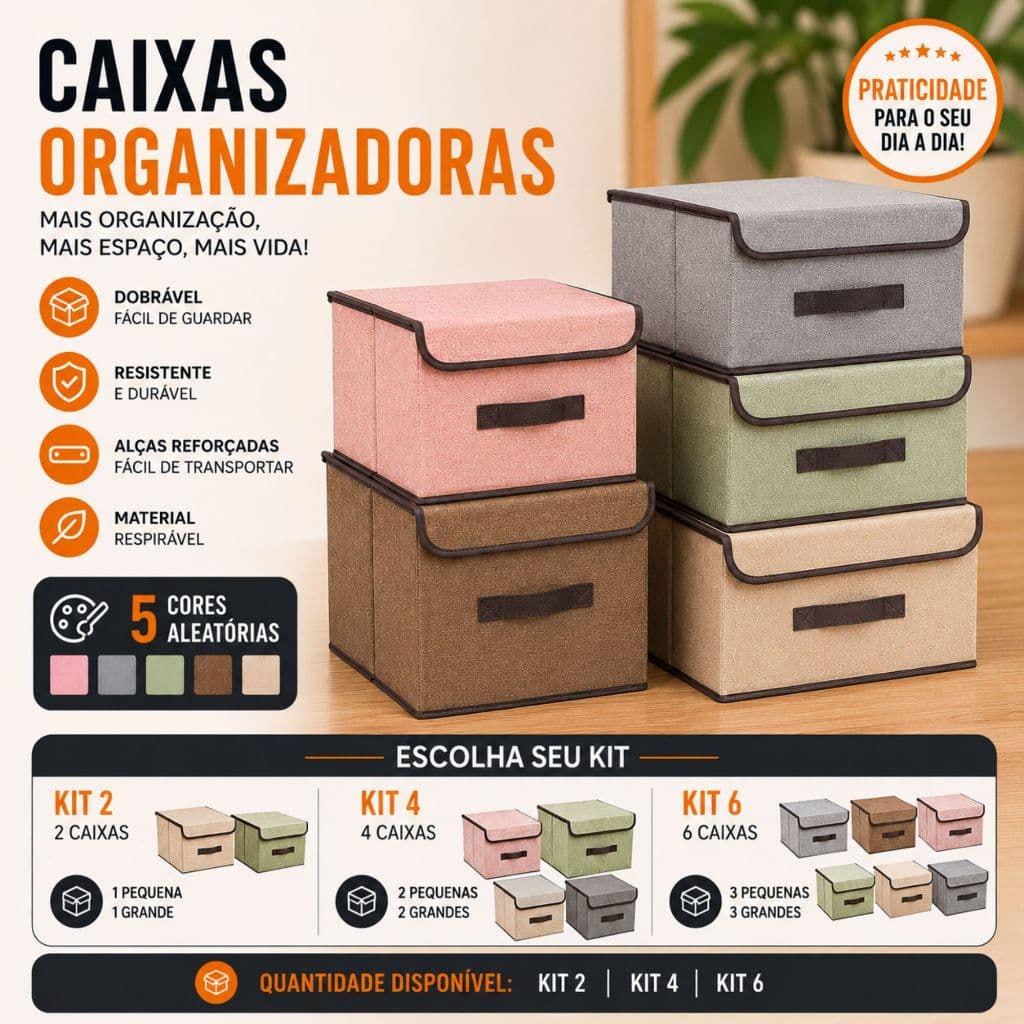 Caixa De Armazenamento Organizadora - Escolha seu Kit - Cores Aleatórias