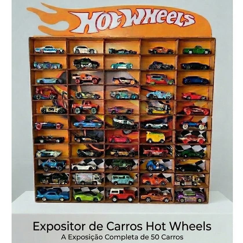 Porta Carrinhos Hot Wheels Expositor 50 Carrinhos Elegante Diferente Mdf Colecionáveis