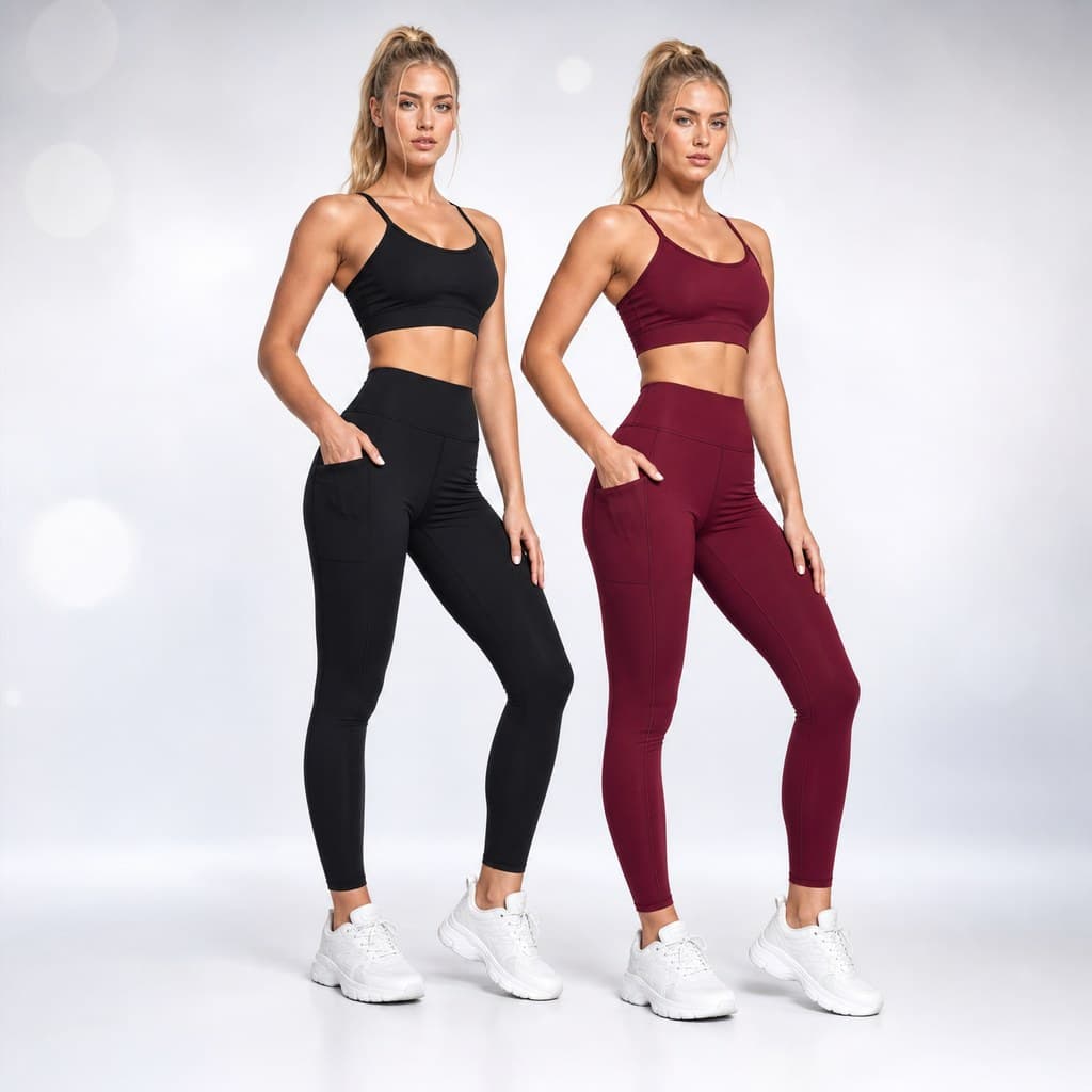 Conjunto de Academia Legging e Top Fitness Feminino de Malhar Com Bolso Dry Fit Suplex  P|M|G