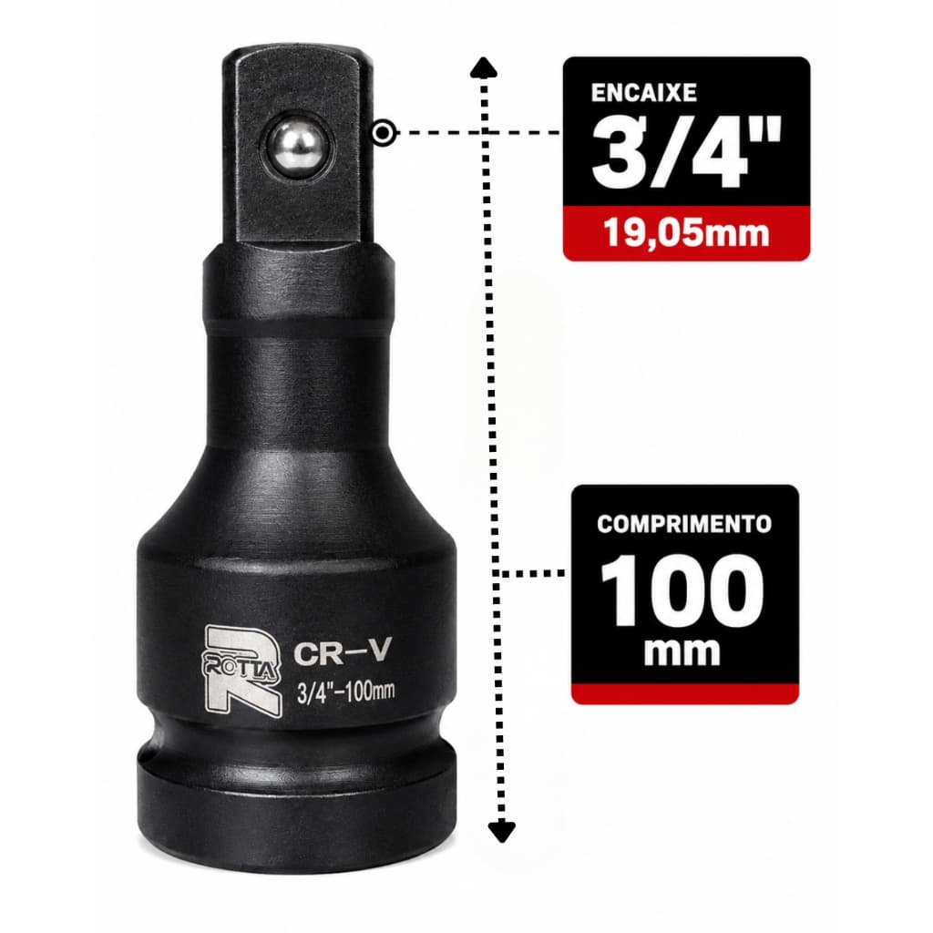 Soquete Extensor De Impacto 3/4 100mm Para Chave De Impacto