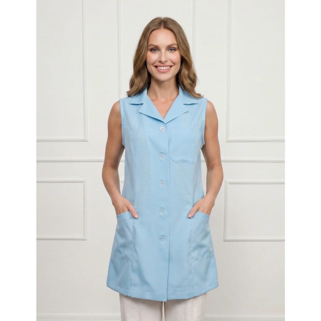 Jaleco Feminino Botão Oxford Azul Claro Normandia  Gardenia Jalecos